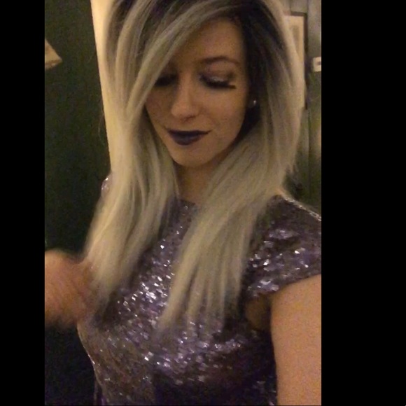 Gray wig with black roots - grey wig medium length main image 7